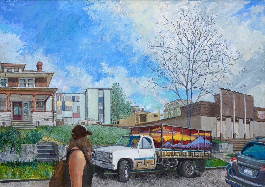 Rolling Sunset on 16th Ave., oil on canvas, 29 x 42inches,  copyright ©2015-2021